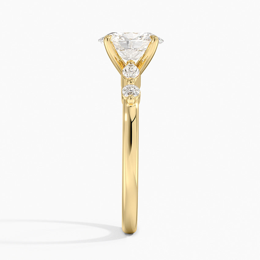Versailles One-Quarter Coverage Diamond Ring Yellow Gold 18k Oval Engagement Ring