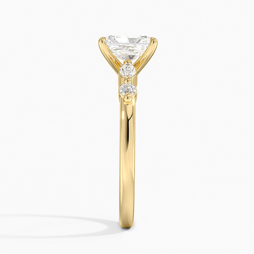 Versailles One-Quarter Coverage Diamond Ring Yellow Gold 18k Radiant Engagement Ring