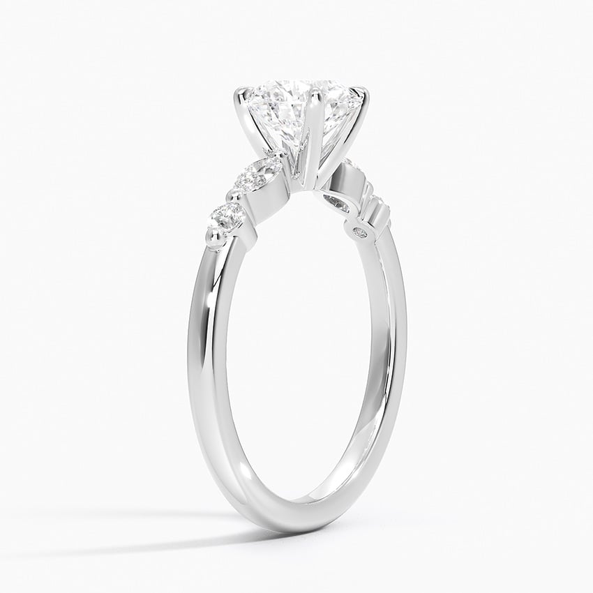 Versailles One-Quarter Coverage Diamond Ring Platinum Round Engagement Ring