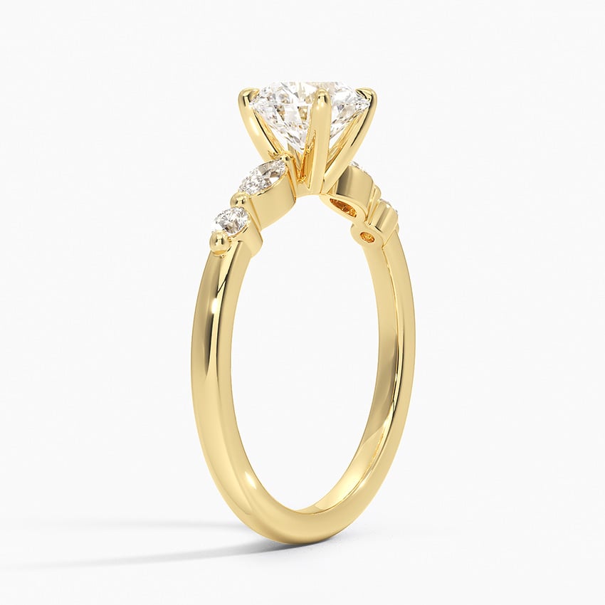 Versailles One-Quarter Coverage Diamond Ring Yellow Gold 18k Round Engagement Ring