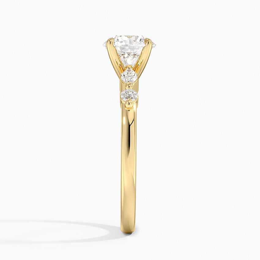 Versailles One-Quarter Coverage Diamond Ring Yellow Gold 18k Round Engagement Ring
