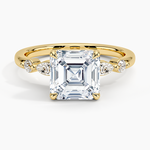 Versailles One-Quarter Coverage Diamond Ring Yellow Gold 18k Asscher Engagement Ring