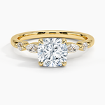 Versailles One-Quarter Coverage Diamond Ring Yellow Gold 18k Cushion Engagement Ring