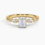 Versailles One-Quarter Coverage Diamond Ring Yellow Gold 18k Emerald Engagement Ring