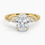 Versailles One-Quarter Coverage Diamond Ring Yellow Gold 18k Oval Engagement Ring