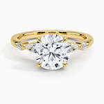Versailles One-Quarter Coverage Diamond Ring Yellow Gold 18k Round Engagement Ring