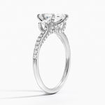 Luxe Delilah Three Stone Pave Diamond Ring Platinum Marquise Engagement Ring
