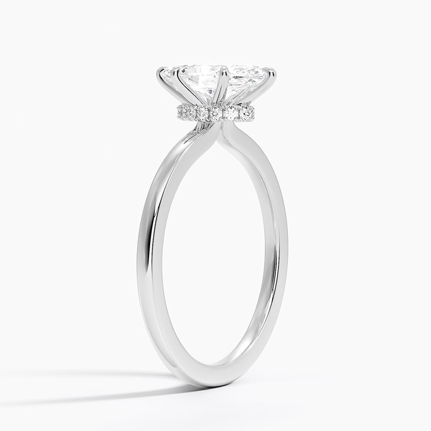 Secret Halo Six-Prong Diamond Ring Platinum Marquise Engagement Ring