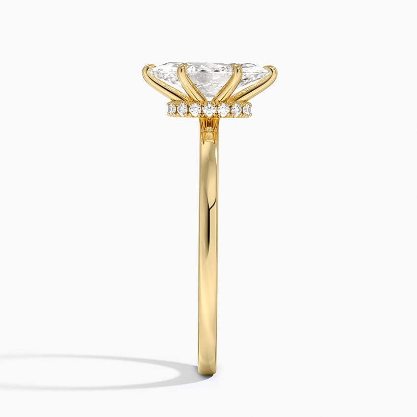 Secret Halo Six-Prong Diamond Ring Yellow Gold 18k Marquise Engagement Ring