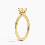 Secret Halo Six-Prong Diamond Ring Yellow Gold 18k Oval Engagement Ring