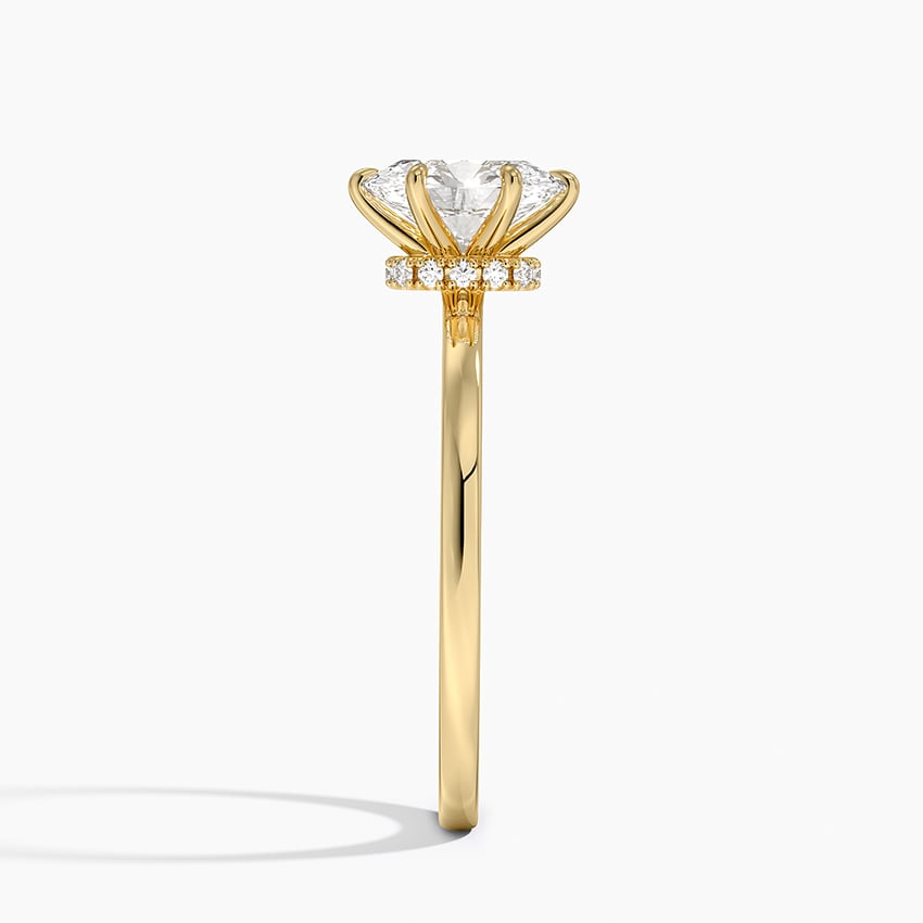 Secret Halo Six-Prong Diamond Ring Yellow Gold 18k Oval Engagement Ring