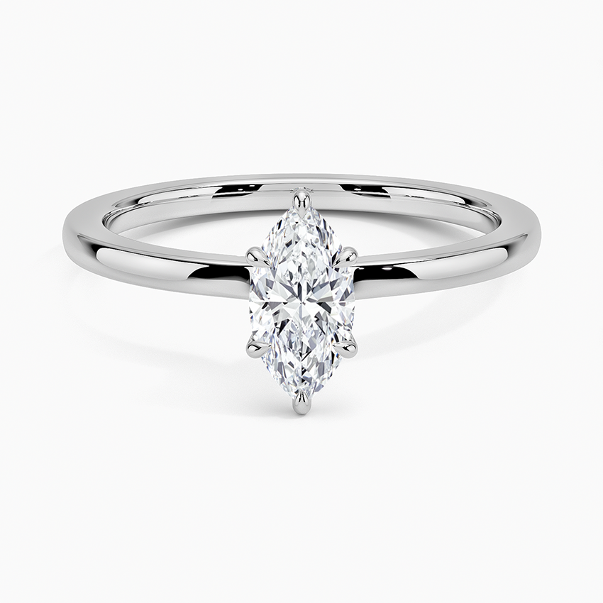 Secret Halo Six-Prong Diamond Ring Platinum Marquise Engagement Ring