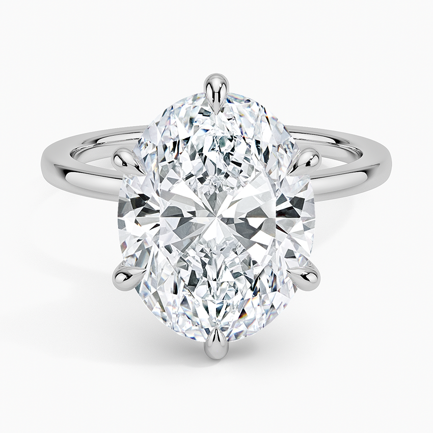 Secret Halo Six-Prong Diamond Ring Platinum Oval Engagement Ring