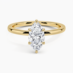 Secret Halo Six-Prong Diamond Ring Yellow Gold 18k Marquise Engagement Ring
