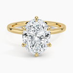 Secret Halo Six-Prong Diamond Ring Yellow Gold 18k Oval Engagement Ring