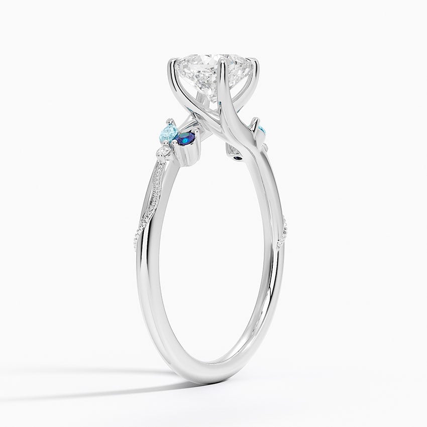 Camellia Indigo Milgrain Ring Platinum Cushion Engagement Ring