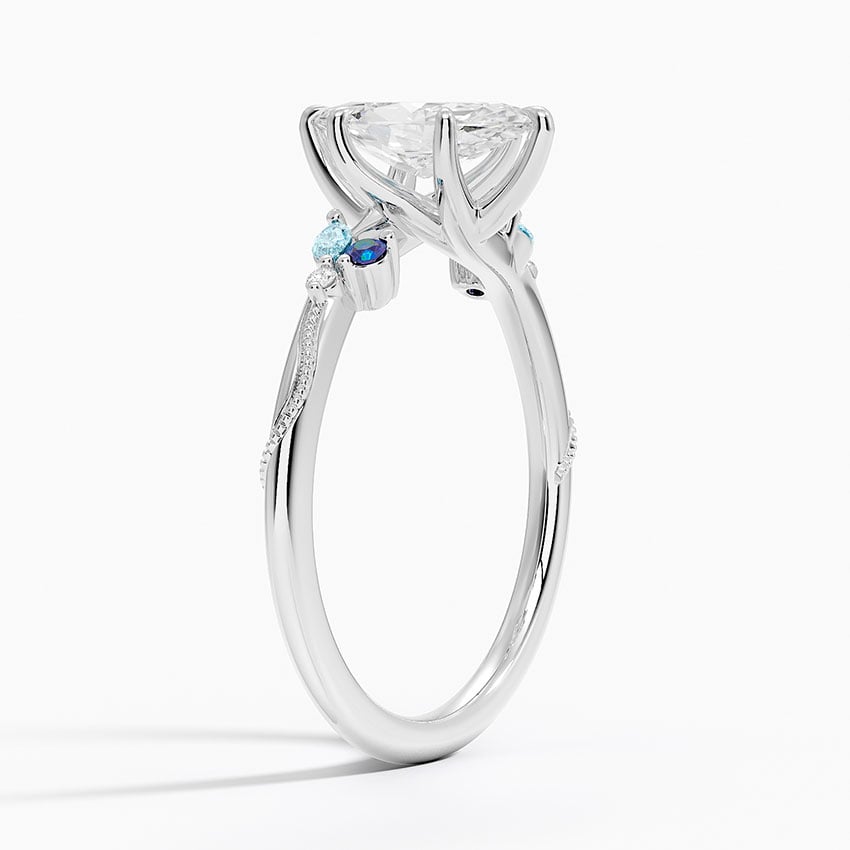 Camellia Indigo Milgrain Ring Platinum Marquise Engagement Ring