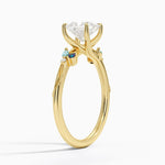 Camellia Indigo Milgrain Ring Yellow Gold 18k Princess Engagement Ring