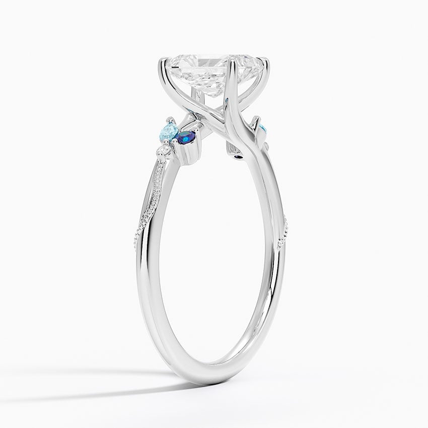 Camellia Indigo Milgrain Ring Platinum Radiant Engagement Ring