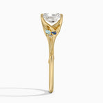 Camellia Indigo Milgrain Ring Yellow Gold 18k Radiant Engagement Ring