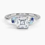 Camellia Indigo Milgrain Ring Platinum Asscher Engagement Ring
