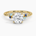Camellia Indigo Milgrain Ring Yellow Gold 18k Round Engagement Ring
