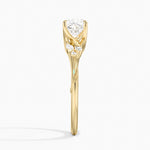 Camellia Milgrain Diamond Ring Yellow Gold 18k Cushion Engagement Ring