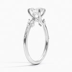 Camellia Milgrain Diamond Ring Platinum Oval Engagement Ring