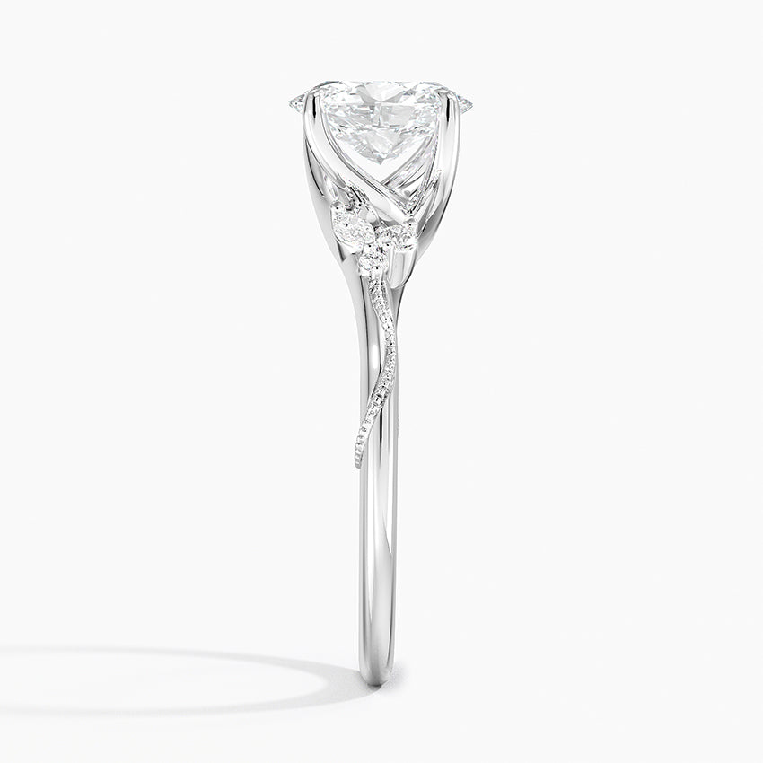 Camellia Milgrain Diamond Ring Platinum Oval Engagement Ring