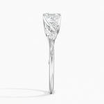 Camellia Milgrain Diamond Ring Platinum Princess Engagement Ring