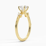 Camellia Milgrain Diamond Ring Yellow Gold 18k Round Engagement Ring