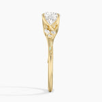 Camellia Milgrain Diamond Ring Yellow Gold 18k Round Engagement Ring