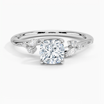 Camellia Milgrain Diamond Ring Platinum Cushion Engagement Ring