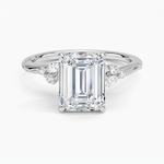 Camellia Milgrain Diamond Ring Platinum Emerald Engagement Ring