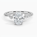 Camellia Milgrain Diamond Ring Platinum Oval Engagement Ring