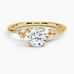 Camellia Milgrain Diamond Ring Yellow Gold 18k Round Engagement Ring