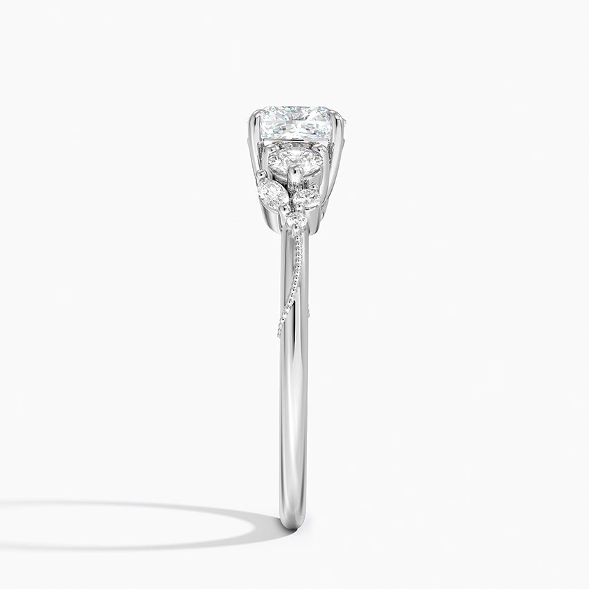 Camellia Three Stone Diamond Ring (1/3 ct. tw.) Platinum Cushion Engagement Ring