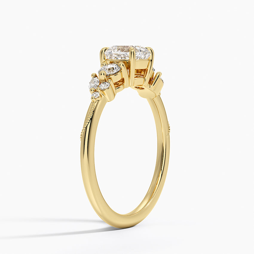 Camellia Three Stone Diamond Ring (1/3 ct. tw.) Yellow Gold 18k Cushion Engagement Ring