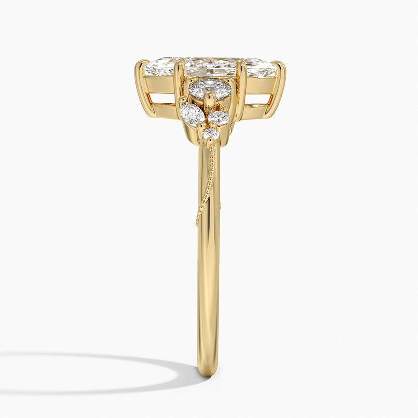 Camellia Three Stone Diamond Ring (1/3 ct. tw.) Yellow Gold 18k Marquise Engagement Ring