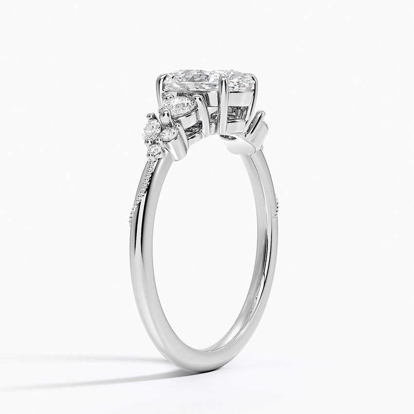 Camellia Three Stone Diamond Ring (1/3 ct. tw.) Platinum Oval Engagement Ring