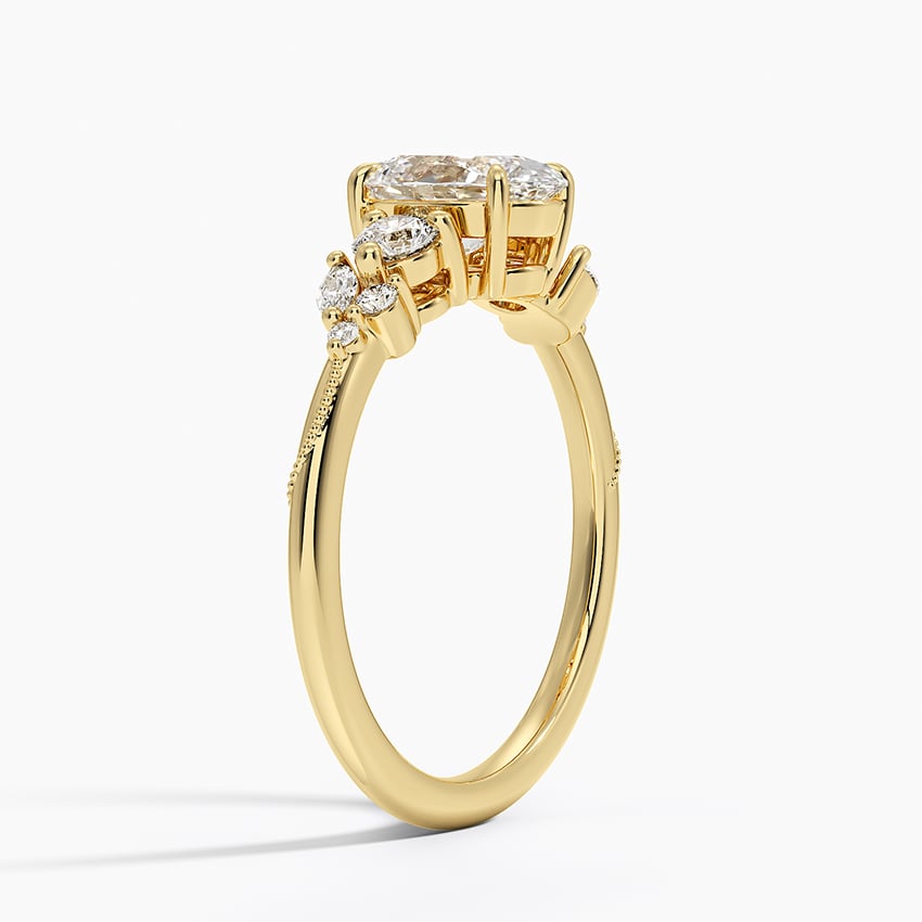 Camellia Three Stone Diamond Ring (1/3 ct. tw.) Yellow Gold 18k Oval Engagement Ring