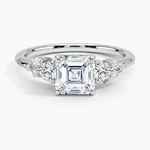 Camellia Three Stone Diamond Ring (1/3 ct. tw.) Platinum Asscher Engagement Ring