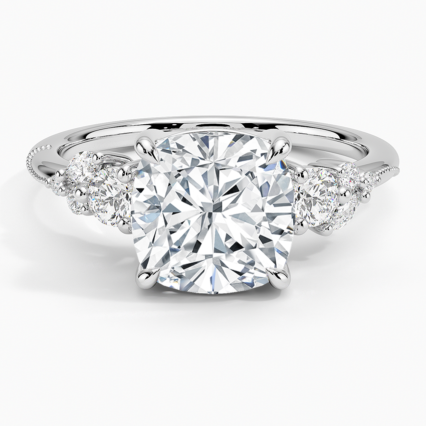 Camellia Three Stone Diamond Ring (1/3 ct. tw.) Platinum Cushion Engagement Ring
