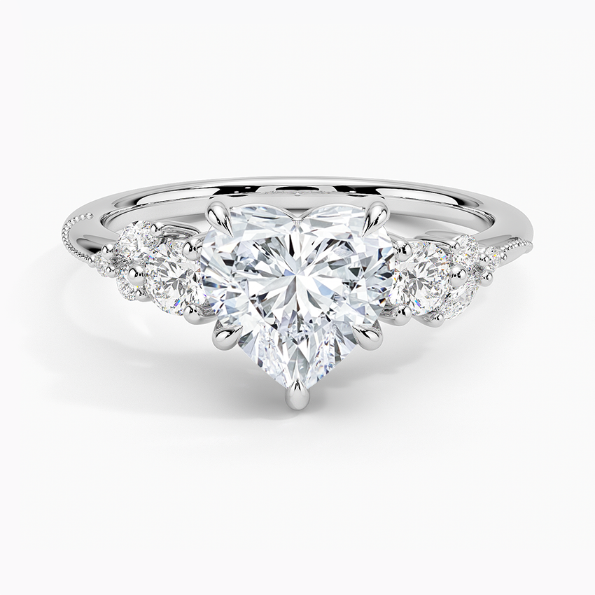 Camellia Three Stone Diamond Ring (1/3 ct. tw.) Platinum Heart Engagement Ring