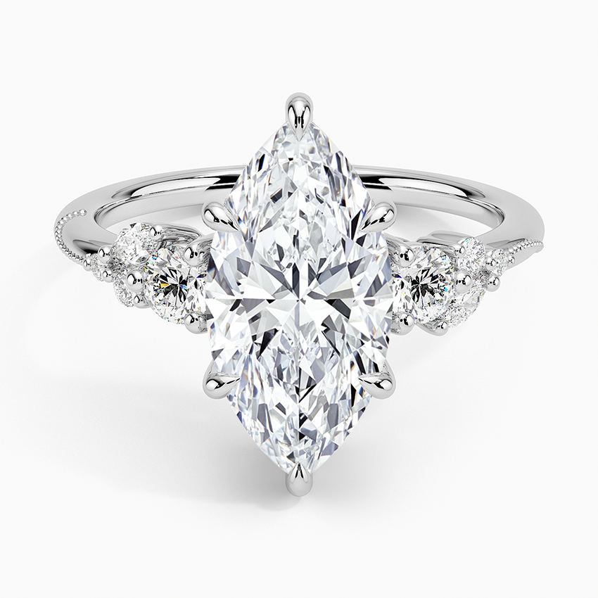 Camellia Three Stone Diamond Ring (1/3 ct. tw.) Platinum Marquise Engagement Ring