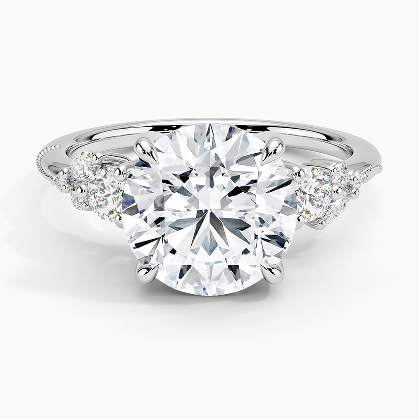 Camellia Three Stone Diamond Ring (1/3 ct. tw.) Platinum Round Engagement Ring