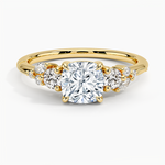 Camellia Three Stone Diamond Ring (1/3 ct. tw.) Yellow Gold 18k Cushion Engagement Ring