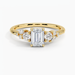 Camellia Three Stone Diamond Ring (1/3 ct. tw.) Yellow Gold 18k Emerald Engagement Ring