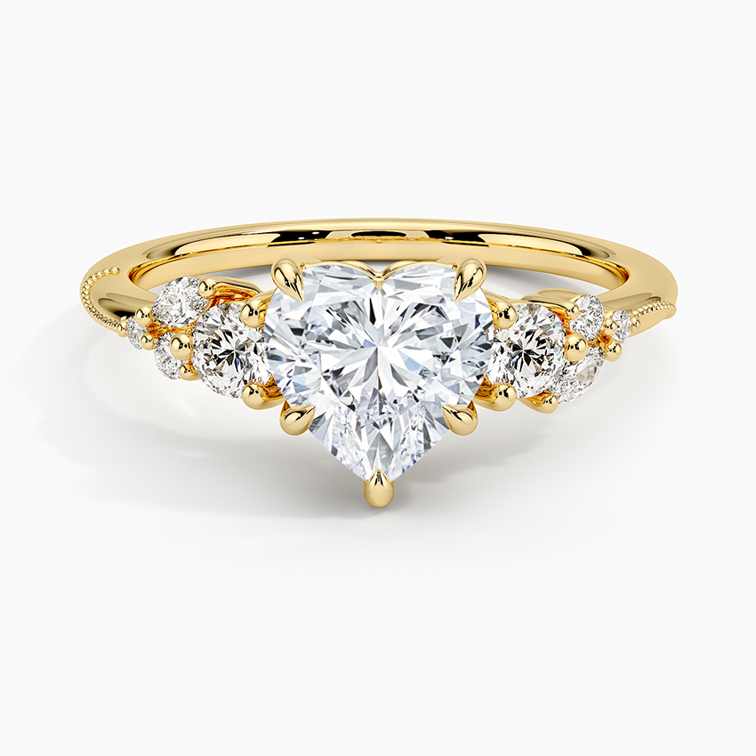 Camellia Three Stone Diamond Ring (1/3 ct. tw.) Yellow Gold 18k Heart Engagement Ring