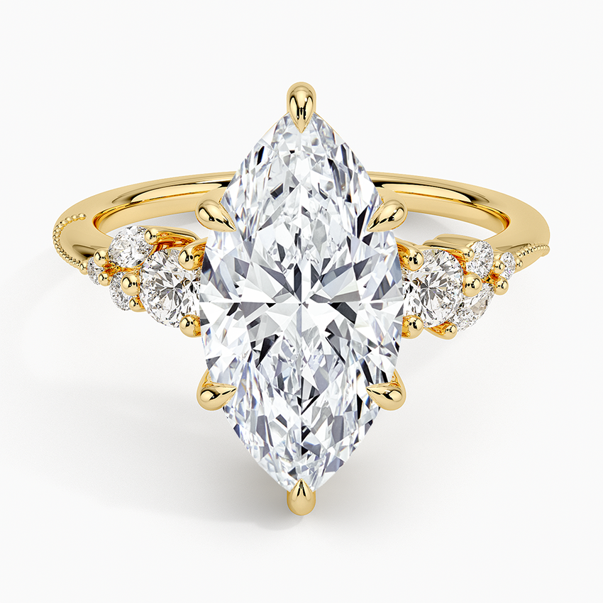 Camellia Three Stone Diamond Ring (1/3 ct. tw.) Yellow Gold 18k Marquise Engagement Ring